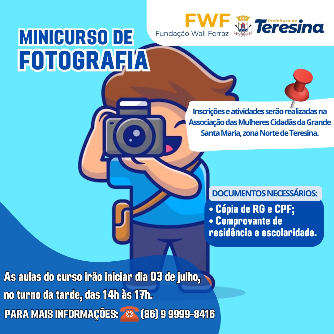 Fundação Wall Ferraz abre inscrições curso na zona Norte de Teresina