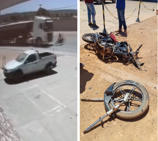 VÍDEO: motociclista é arremessado após bater em carreta no Piauí