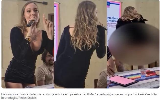 Historiadora mostra glúteos e faz dança erótica em palestra na UFMA: ‘A pedagogia que eu proponho é essa’